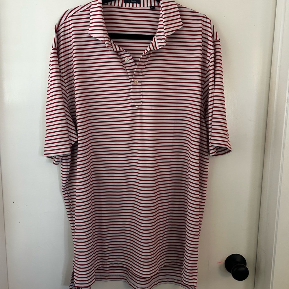 Classic Red and White Striped Polo Shirt